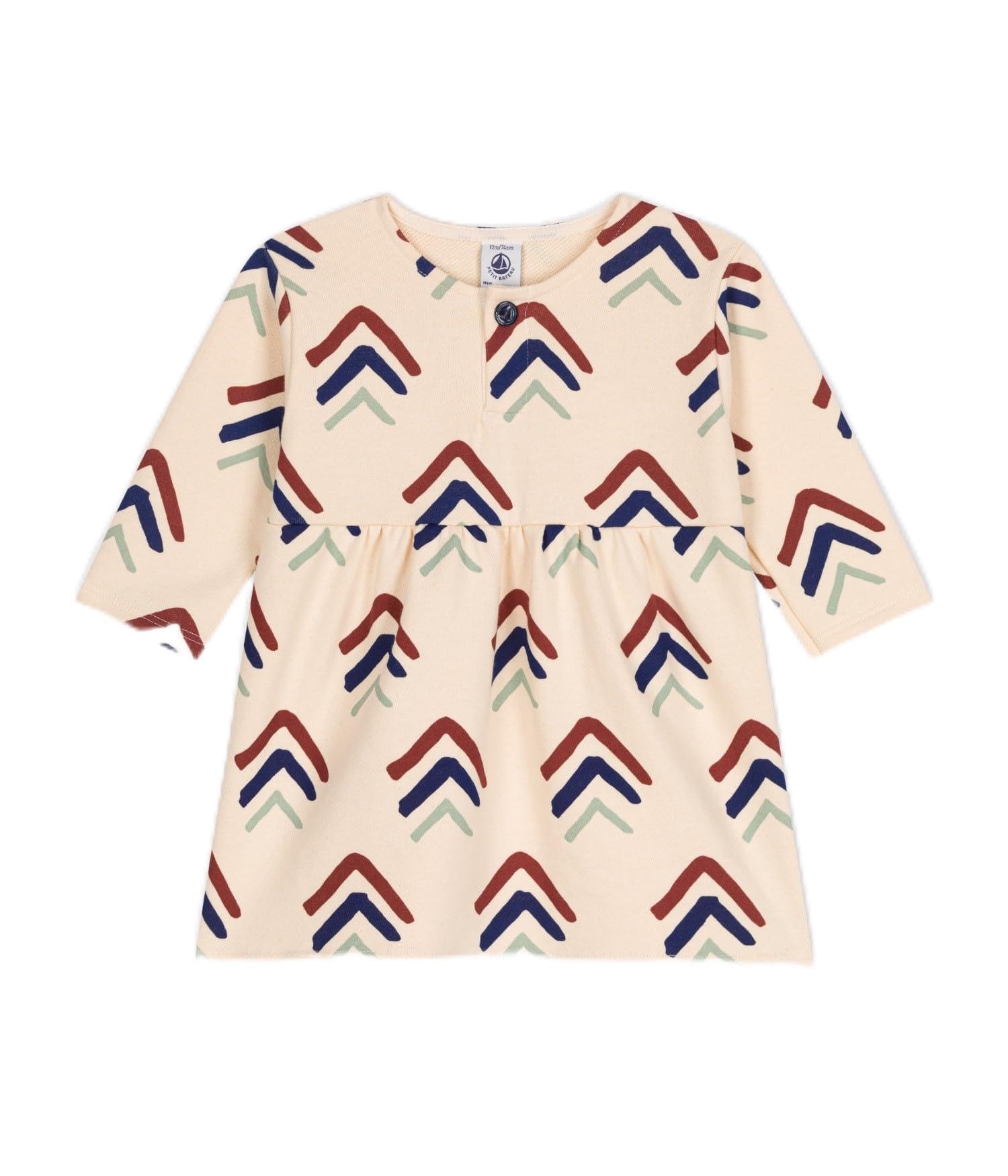 

Платье свитшот с принтом, длинный рукав A0ACN Milky 18 месяцев 81см [Petit Bateau] Белый/Разноцветный