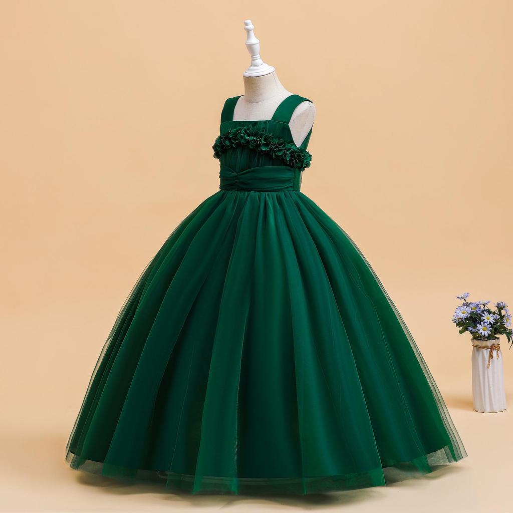 Europäisches & Amerikanisches Mädchen-Bodenlanges Geburtstagsblumenkleid