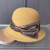 New Contrasting Color Big Bow Top Hat Autumn and Winter Woolen Hat Women's Retro Fisherman Basin Hat