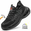 Summer Work Shoes With Protection Breathable Lightweight Mesh Men Safety Shoes With Iron Toe Kevlar Non-slip Black Work Sneakers