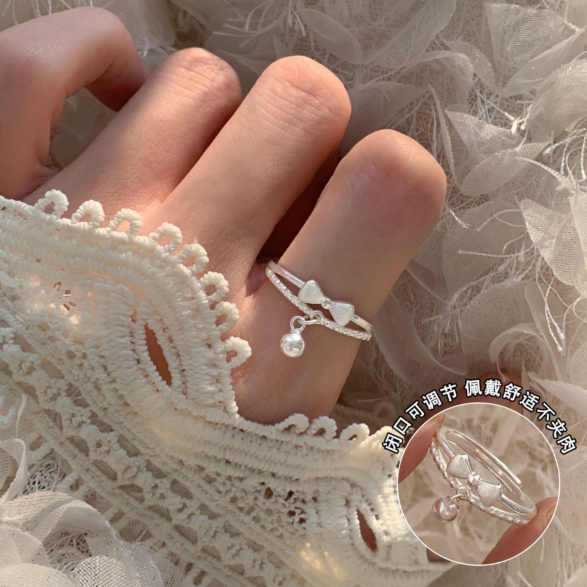 925 Sterling Silber Offener Verstellbarer Ring für Damen – Nischen-Design, Leichter Luxus, Farbecht, Einfacher Ins-Stil Adjustable Opening