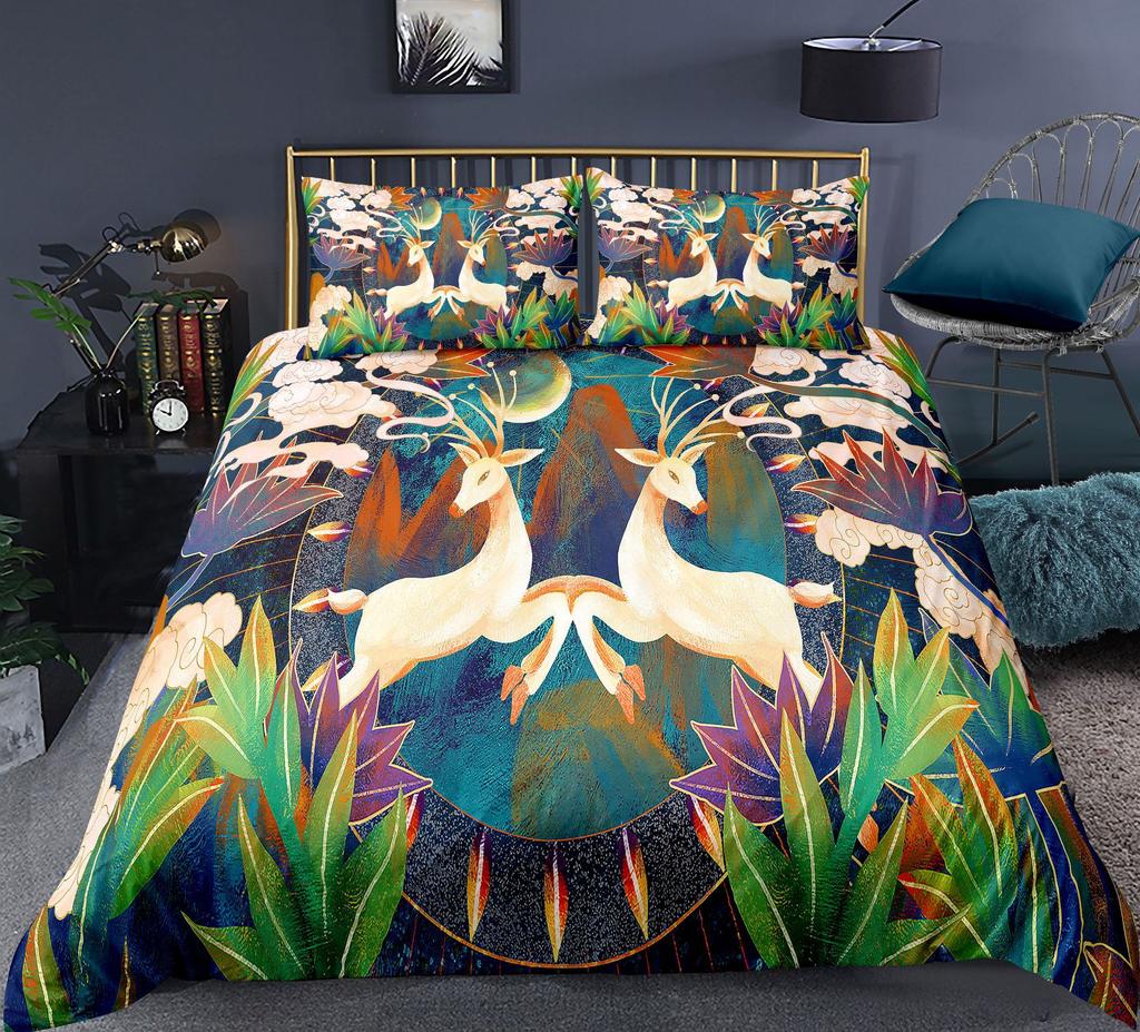 Chinoiserie Animal Polyester Duvet Cover Set King Colorful Phoenix Mountain River Landscape Asian Culture Theme For Kids Teens