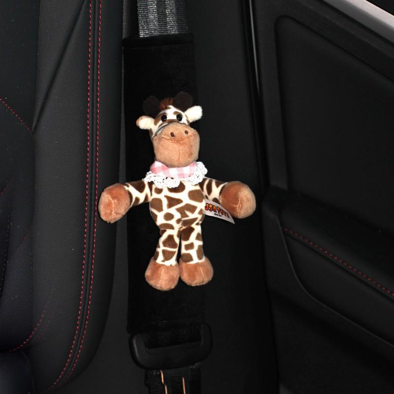 Cute Animal Plush Car Seatbelt Shoulder Pad Cover Women - Soft Crystal Velvet Safety Belt Protector Decor Accessory