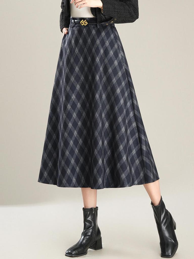 Jupe A-line à carreaux taille haute pour femme Automne/Hiver 2025