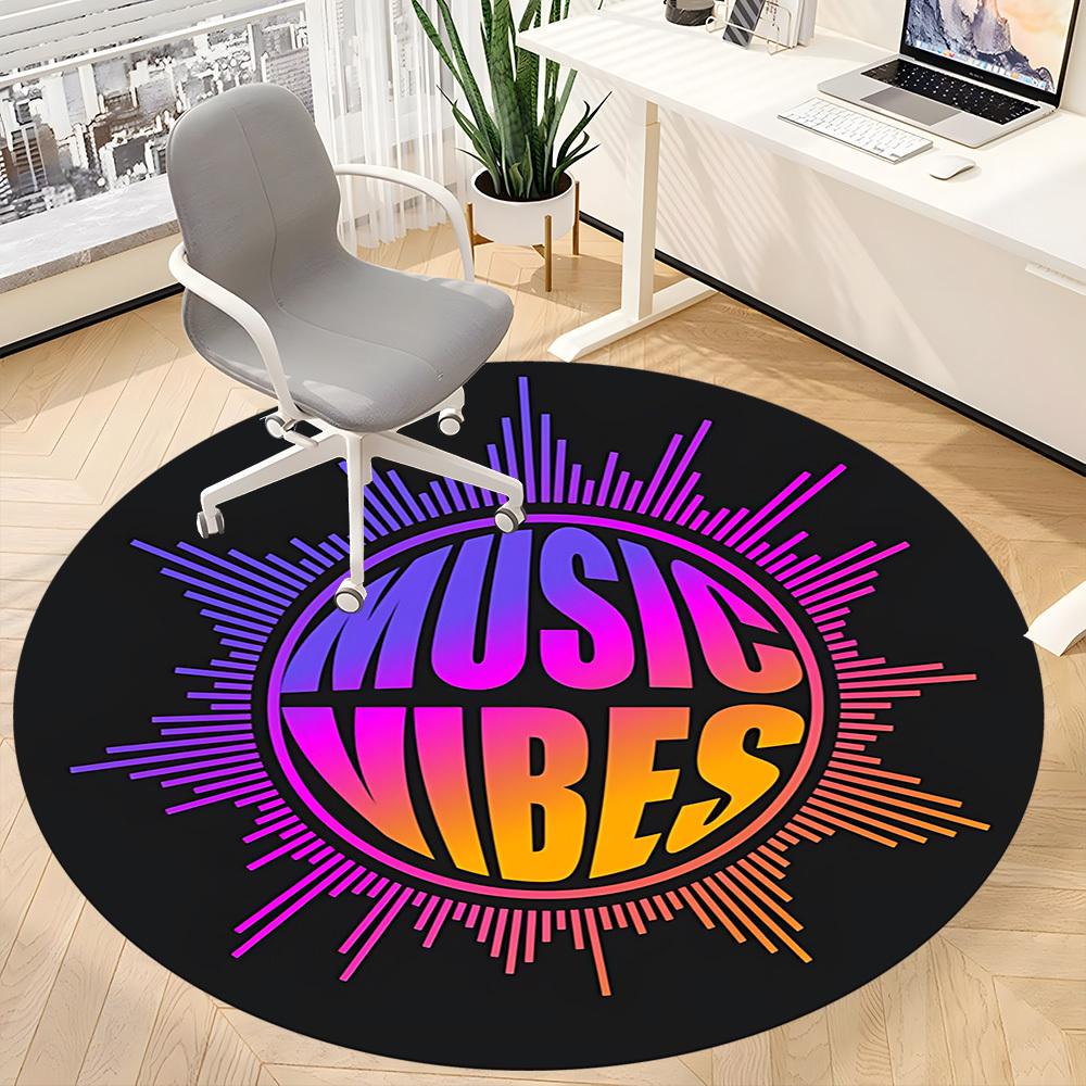 1pc Music Vibes Office Round Rug, Non-slip, Soft and Durable Office Rug for Interior Decoration, Perfect for Office,Decoration Yy260204030