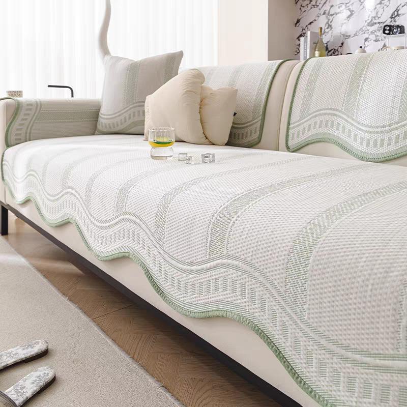 

1 шт. Летняя прохладная вязаная подушка для дивана, однотонная без узора, нескользящая обработка на обратной стороне, мягкая и машинная стирка, подходит для домашних животных 90*160cm