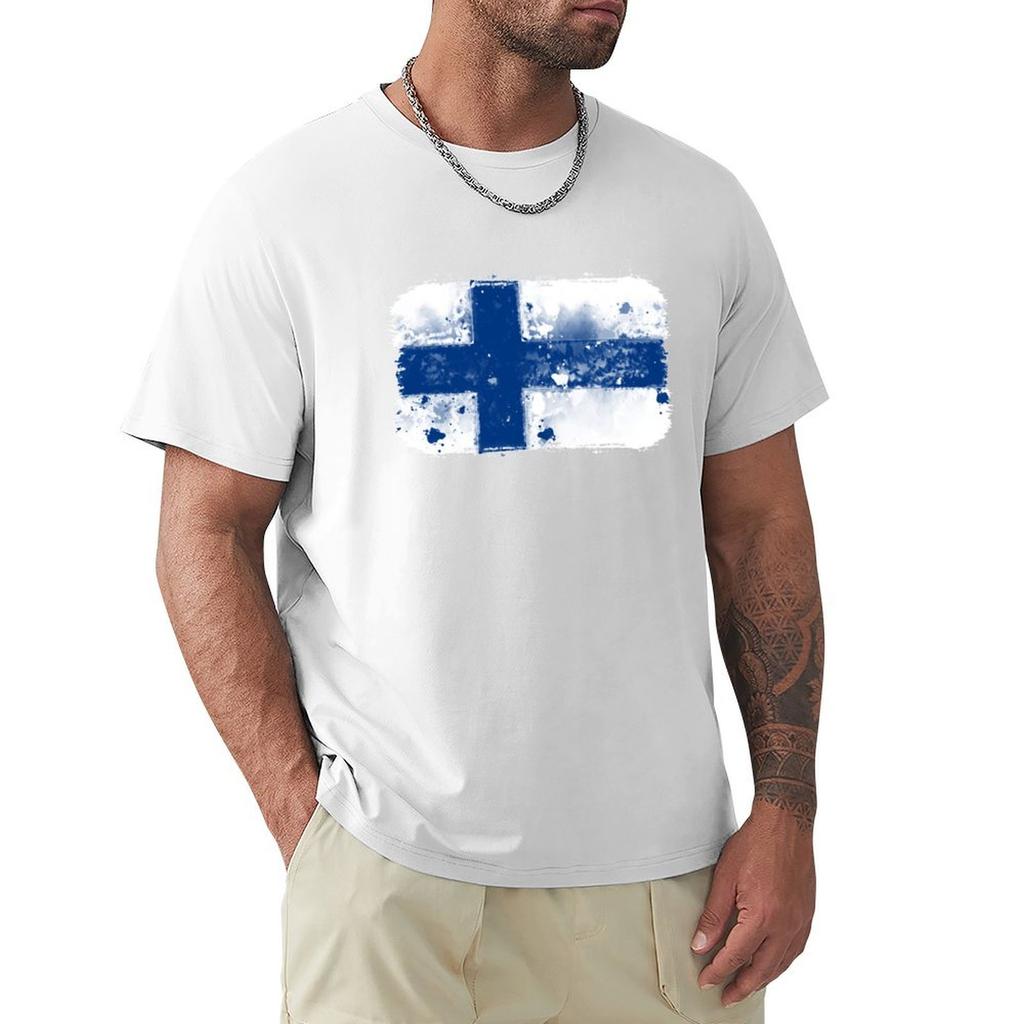 Finland Grunge Flag TShirt Casual Soft Cotton Short Sleeve Tee