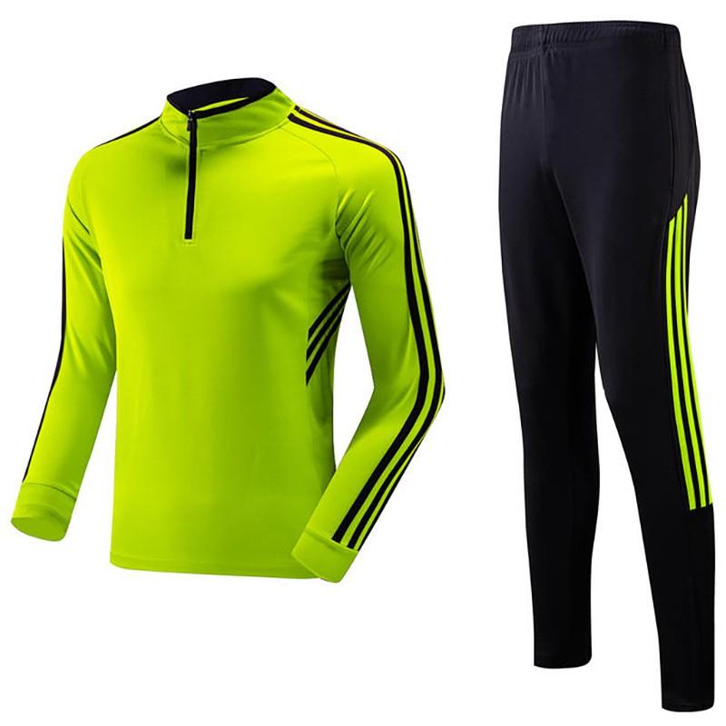 Mens Long Sleeve Football Training Kit Set Winter Half-Zip Outerwear Thin Match Warm-Up Jersey Adults Kids