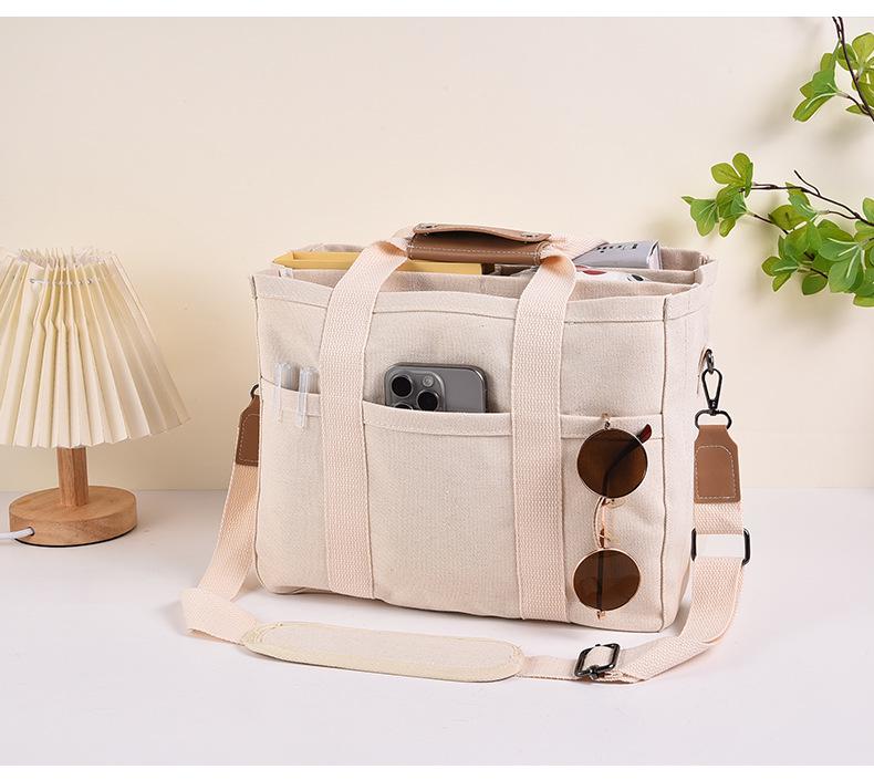 Trendy Multi-Functional Canvas Mommy Bag - Fashionable Mother & Baby Shoulder Messenger