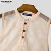 INCERUN Men Sleeveless See Through Hollow Out Loose Tank Tops