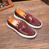 Fashion Handmade Leather Mens Loafers Men's Slip On Office Flats Male Driving Shoes Tassel Men Casual Leather Shoes Fashion Men Shoes