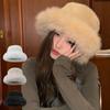 Fluffy Fur Bucket Hat For Women Soft Fluffy Fisherman Hat Thicken Ear Protection Women's Winter Hat Cold Snowy Day Panama Cap