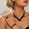 European and American fashion bridal wedding necklace, earrings, bracelet, ring set, cross-border rhinestone set