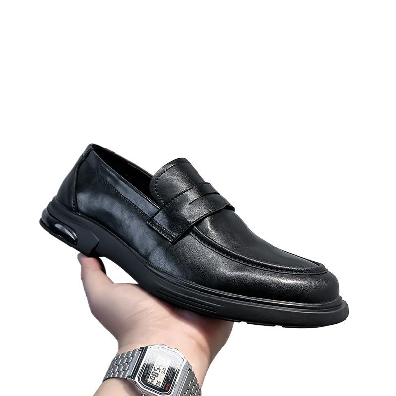 2025 Thick Soled Loafers Men Leather Shoes Breathable Slip On Loafers Solid Color Men Casual Shoes Handmade Men Formal Shoes