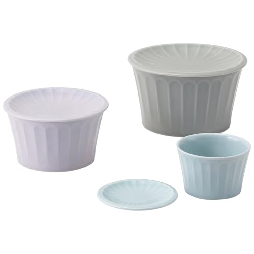 Saikai Pottery Hasami Ware  kikuwari  Storage Container Set (Large, Medium, Small) - Dinnerware Set: Bowls, Small Dishes, Side Dishes, Non-Wrap Covers
