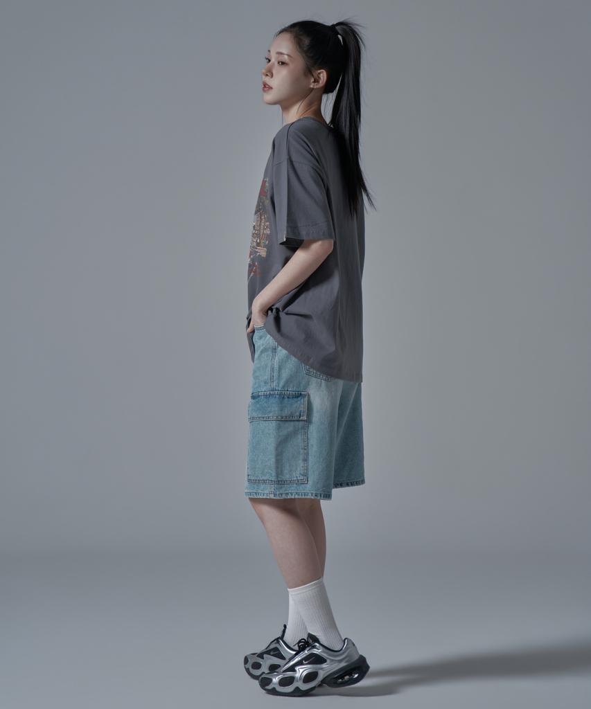 WAARFORWOMAN Wt-67 Coastal Oversized Short Sleeve T-Shirt_Charcoal