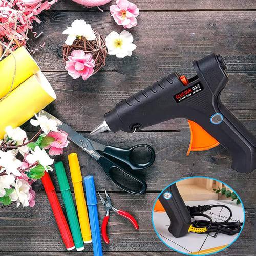 MoToNa Glue Gun, Hot Melt Glue Gun, 100W, Copper Nozzle, Super Powerful Glue Gun Set, High Temperature Type, Temperature Adjustment, Fast Preheat, Lea