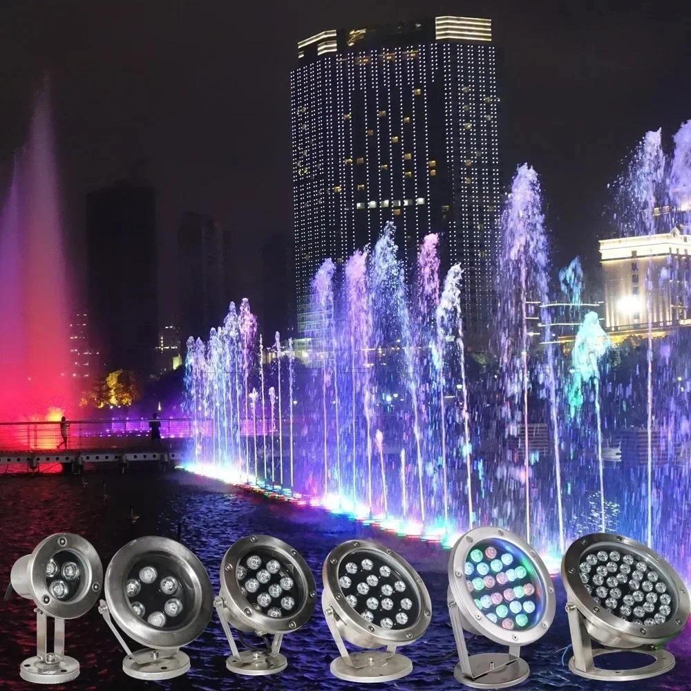 6W 12W 18W 24W 30W 36W LED Underwater Spotlights Pond Submersible Night Lamp Outdoor Garden Swimming Pool Party Landscape Lamp