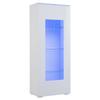 70*40*173cm Living Room Display Cabinet with 2 Acrylic Doors, High Gloss, LED Light Strip, Load-Bearing Tempered Glass, Wide Tall Cabinet, MDF, White