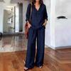 Women S Long Sleeve Solid Color Loose Casual Two Piece Set