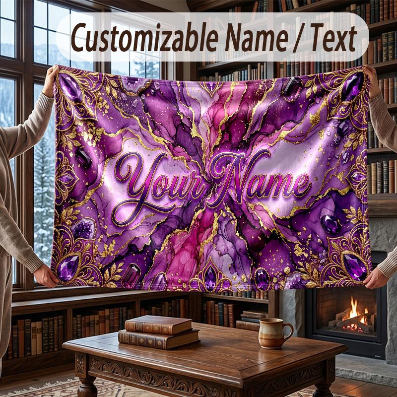 Coperta Ponderata a Tema Geometrico Astratto Coperta Personalizzata con Nome Testo Coperta Morbida Accogliente per Casa Divano Letto