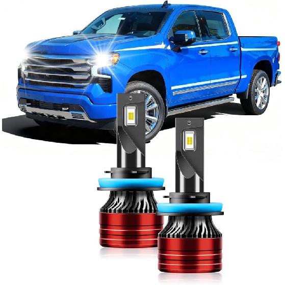 Light Bulbs Compatible for 2022-2023 Chevrolet Silverado 1500 2500 3500HD H9 High Beam Fog Lights Combo Pack 800% Brightness with Cooling Fan Plug N