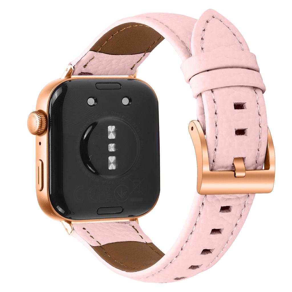 Litchi Textured Genuine Cow Leather Strap with Electroplated Buckle for Huawei Watch Fit 4 Pro/Fit 4/Fit 3 Pointed-End Watch Band