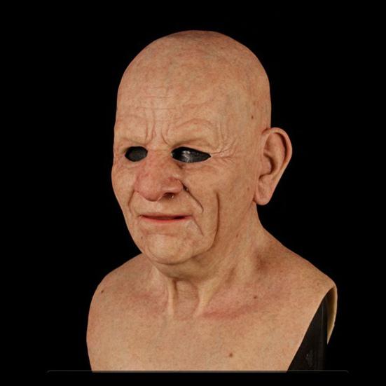 Gammal Mans Mask för Vuxna Realistisk Latex Äldre Människa Huvudtäckning med Livslika Rynkor för Halloween Maskerad Cosplay Kostymrekvisita