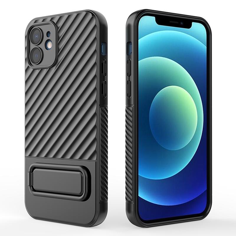 

Phone Case for iPhone 12,Kickstand Phone Back Protector Anti-dust TPU Phone Cover Black