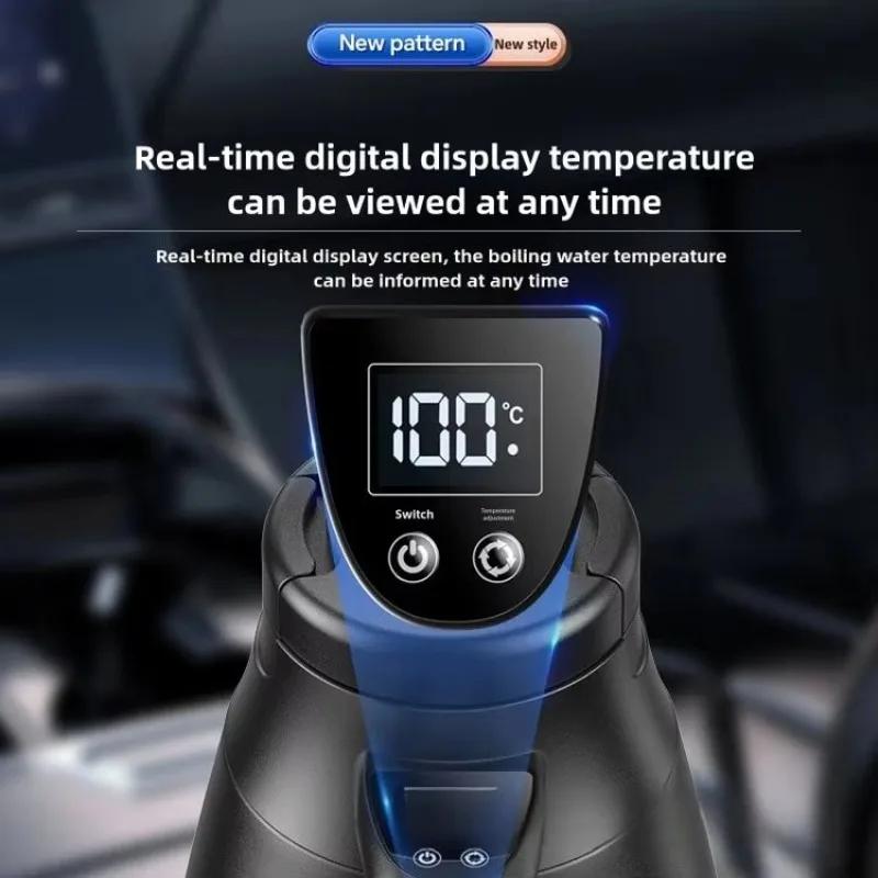 Universal Car Hot Kettle 12V24V 1.2L Water Warmer Bottle Stainless Steel LCD Display Temperature Control Heater for Travel Truck