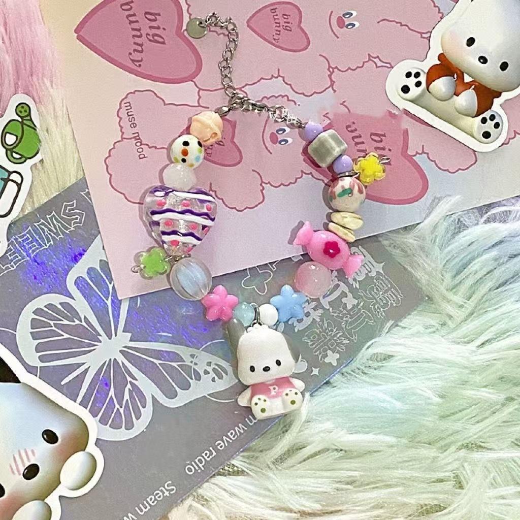 

JYL TS Bracelet Square Design Enhances Dignity & Steady Luck A cute dog pink фуксія