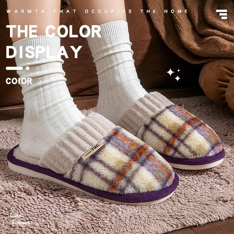 Cotton slippers women's autumn and winter new indoor home thick warm plush cotton drag women's outer wear