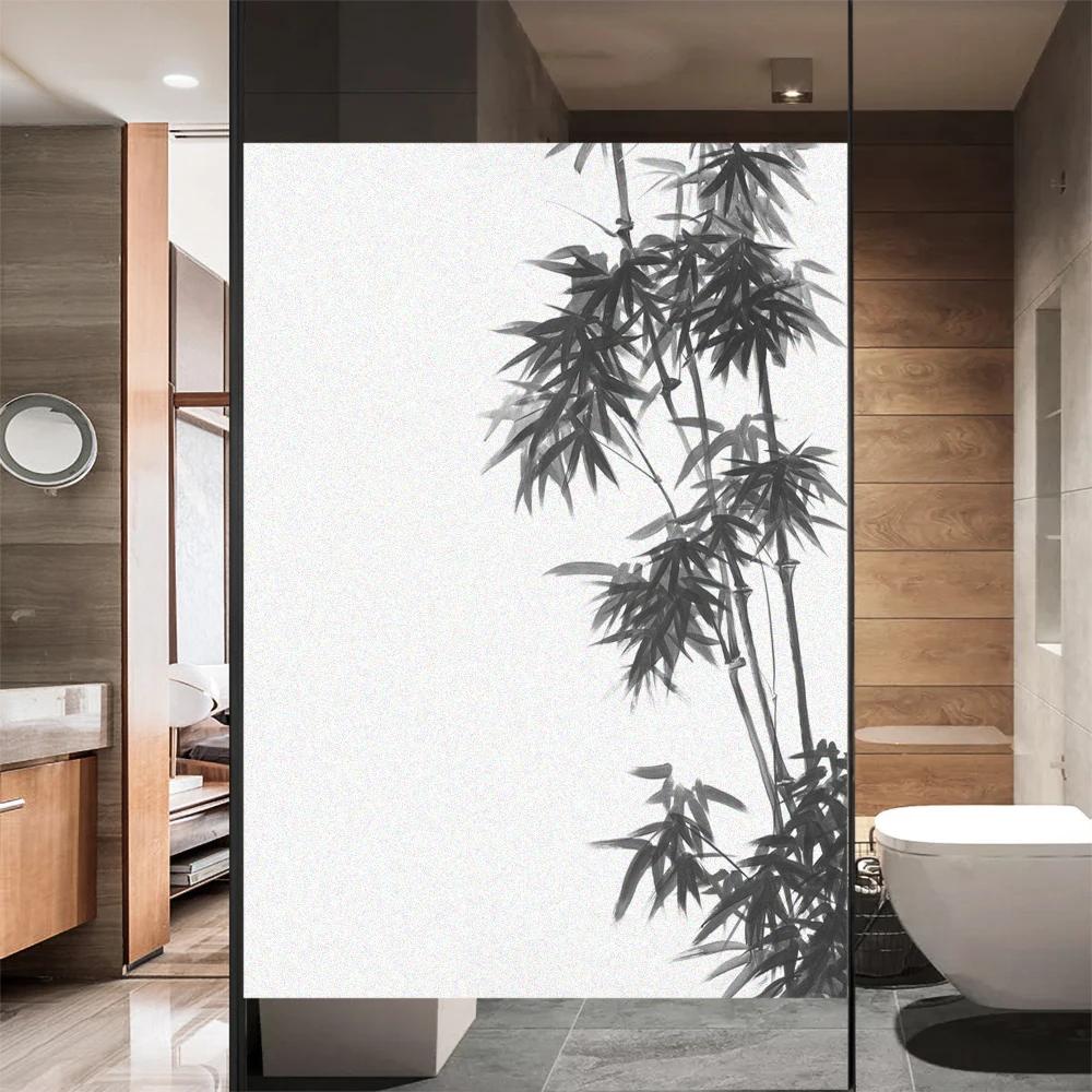Static Cling Window Film Privacy Bamboo Non Adhesive Glass Sticker Window Coverings for Homedecor