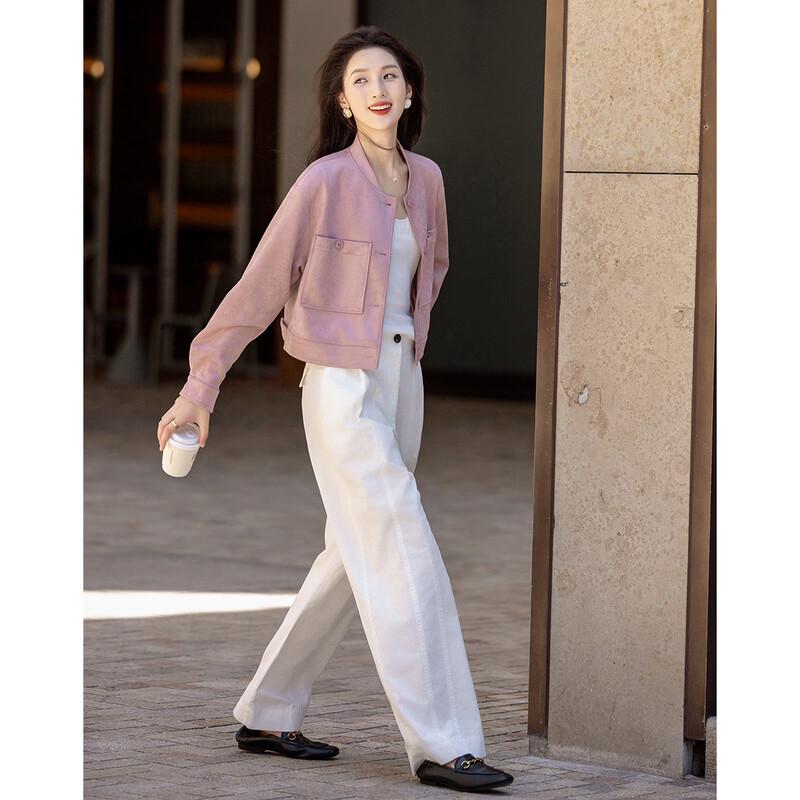 Женская короткая замшевая куртка Demana с воротником-стойкой XL