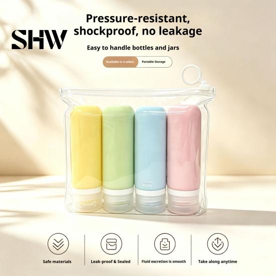 Travel Size Liquid Bottles 1/4Pcs Silicone Bottle for Toiletries, Leak Proof Container, Empty Cosmetic Refillable Squeeze Bottle, Essentials