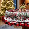 Christmas Red And Black Plaid Tablecloth, Snowflake Berry Pine Cone Print, Restaurant Coffee Table Party Decorative Cloth