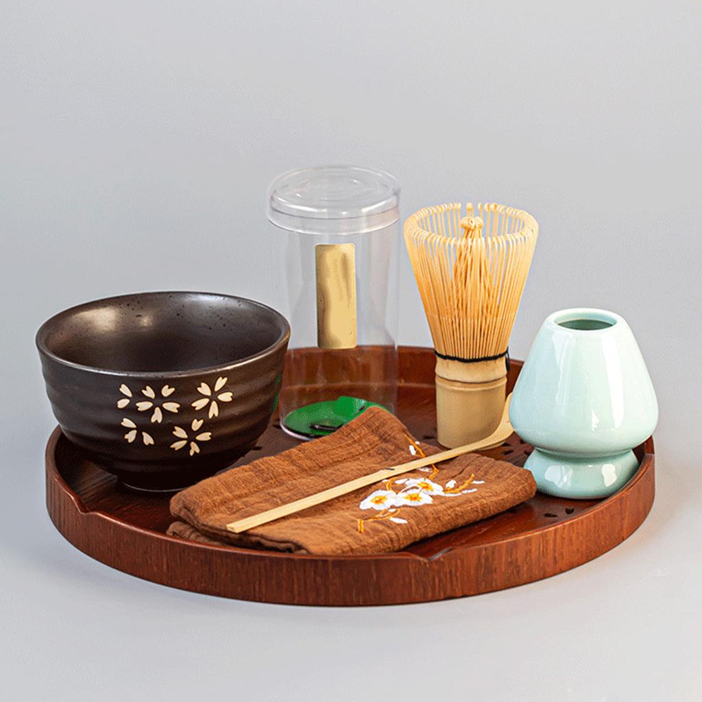 Tee Tablett Kirschblütenmuster Holz Teeplatte Grüntee Backen Servierplatte für Zuhause Teehaus Rund