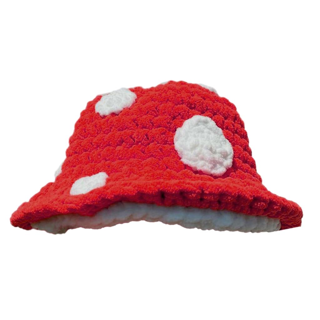 Creative Fishing Hat for Women Girls Handcrochet Mushroom Hat Winter Warm Cap Girls Bucket Hat Sweet Girl Cute Headdress
