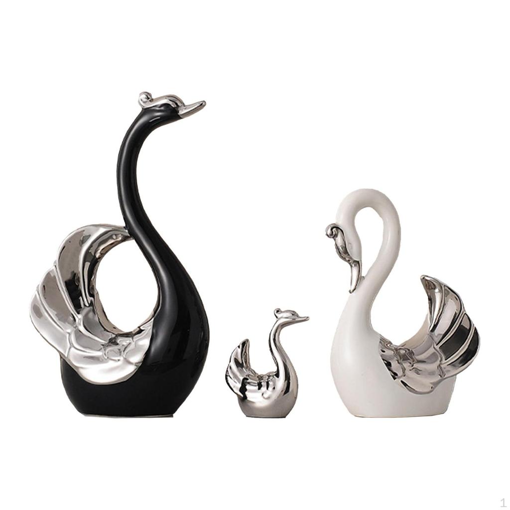3 kusy Swan Family Socha Elegantní Desktop Dekorace Umění a řemesla zvířat