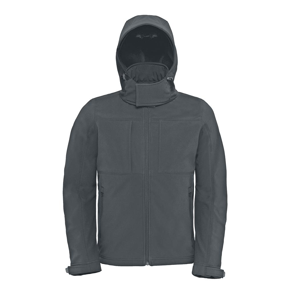 B&C Herren Softshelljacke mit Kapuze, atmungsaktiv, wasserdicht und winddicht (Fleecefutter)