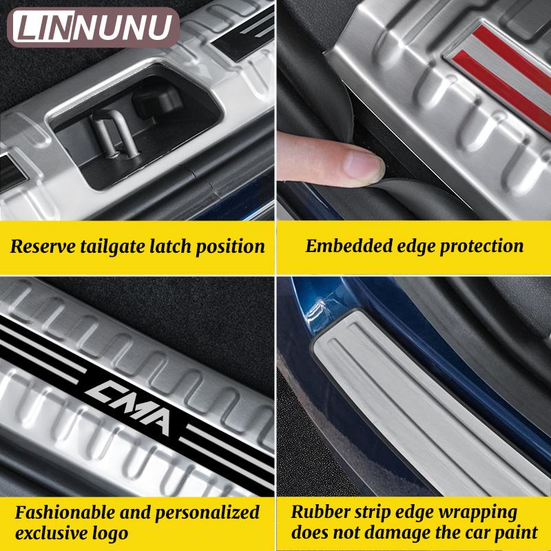 LINNUNU Car Trunk Sill Guard Protector Rear Bumper Stainless Steel Plate Cover For Geely MONJARO KX11Manjaro 21-2023 Accessories