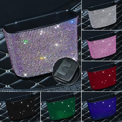 Diamantkristall Auto Mülleimer Hängende Auto Aufbewahrungstasche Multifunktionale Auto Tür Aufbewahrung Bling Autozubehör für Frauen
