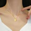 Titanium Steel Fu Character With Drill Double-Sided Furnace Real Gold Necklace Female Collarbone Chain With Jewelry