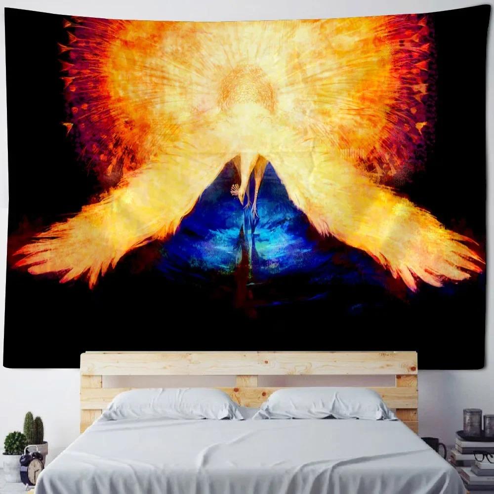 Черно-белые цветные крылья Декоративный гобелен Украшение стены для дома Офис Гостиная — фото 7