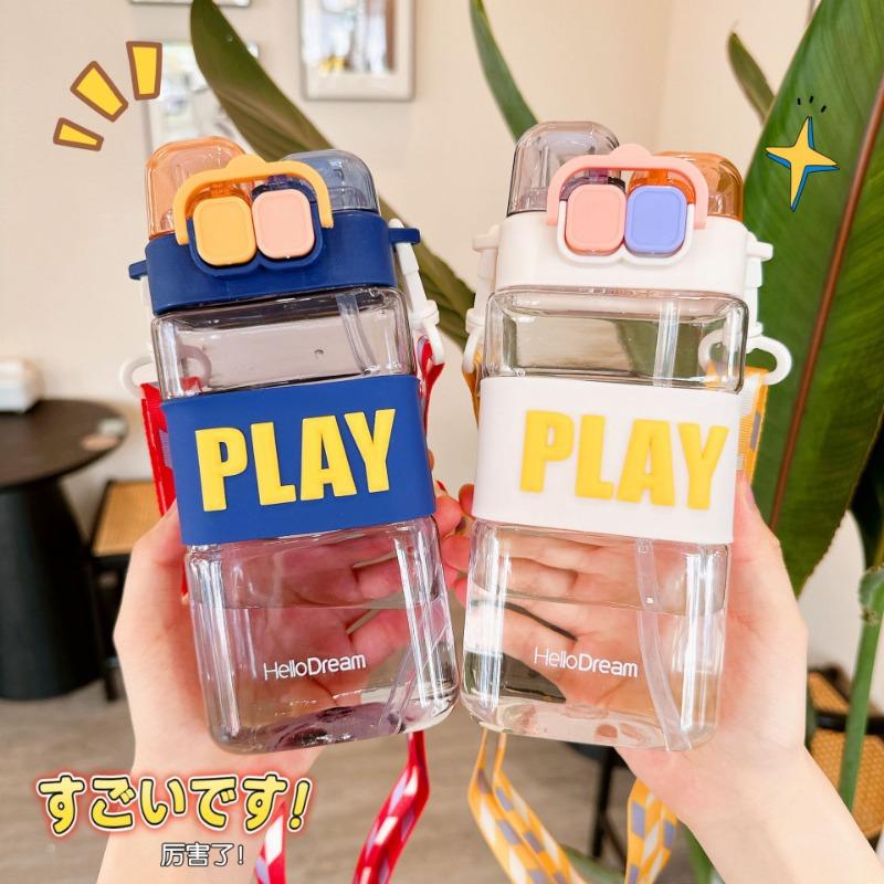 

Простая квадратная пластиковая чашка для двойного напитка, спортивный пластиковый стаканчик высокого внешнего вида, портативная, креативная, летняя студенческая чашка для улицы