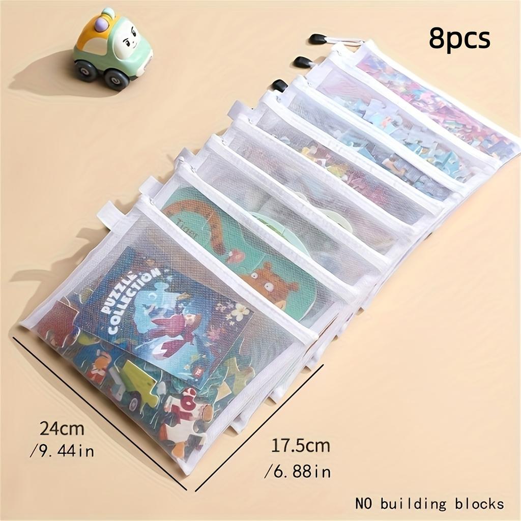 8 Stück Reißverschluss-Netztaschen, 3 Größen, Plastik-Reißverschlusstaschen zum Organisieren, Reißverschluss-Netztaschen, Wasserdichte transparente Reisetaschen, Bürobedarf Dokumententaschen