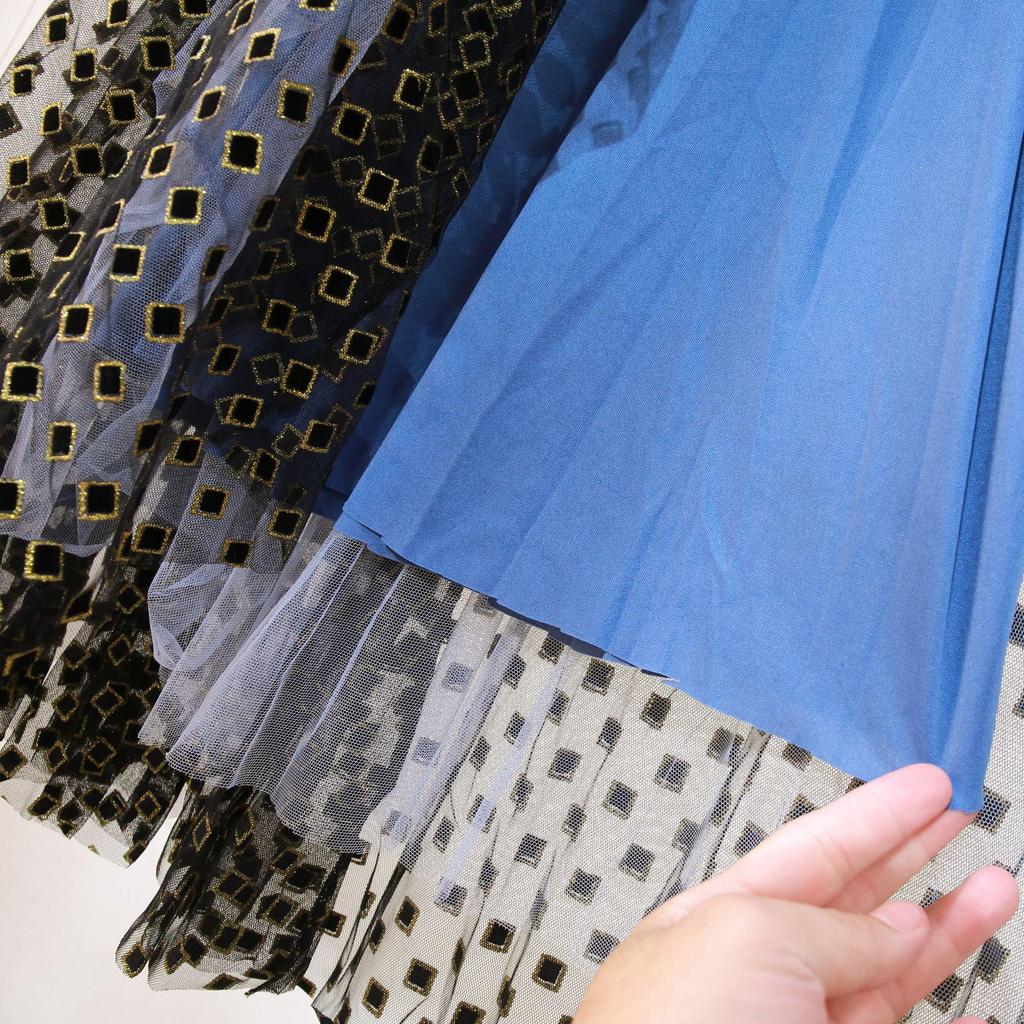 Dames Fluwelig Gaas Hoge Taille Rok - Lente/Herfst 2025 Middellange Gelaagde Rok