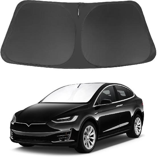 TINGLU Sun Shade For Tesla Model X Tesla X 2016-2024 2025 Accessories Windshield Sun Shade Window Shade UV Rays Protection Sun Visor Cover With