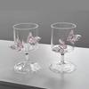 Copas de Vino de Mariposa 3D 250ml Vidrio de Borosilicato Alto Resistente al Calor Frío Copa de Vino Cristalería para Cócteles