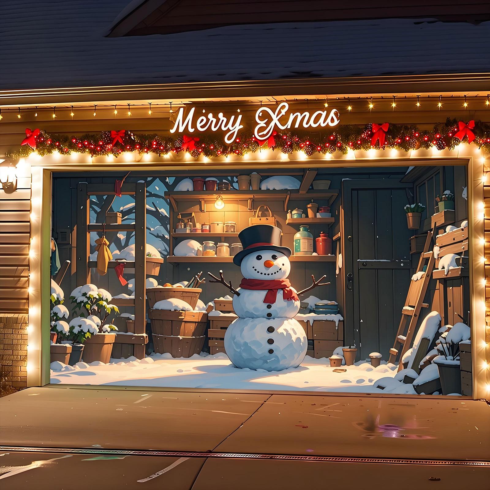 Christmas Garage Door Cover Garage Christmas Garage Door Banner Holiday Christmas Garage Door Decorations 10 Foot Tapestry One Size